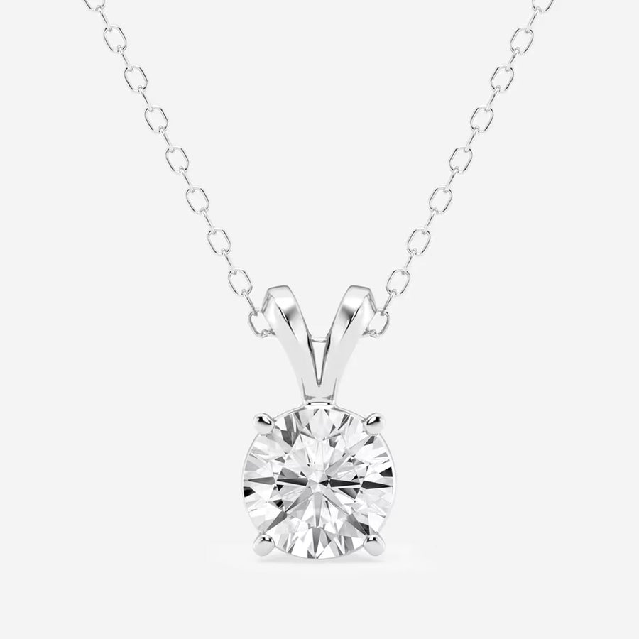 0.75 CTW Round Lab Grown Diamond Split Bail Solitaire Pendant in 14K White Gold Over Sterling