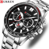 Men's business watch with six-hand dial and stainless steel bracelet