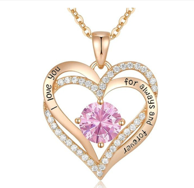 Fashionable Rose Gold and Silver Color Pendant Necklace for Women, Elegant OL Style, High-End Jewelry