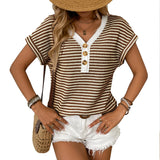 V-neck button top short sleeved shirt