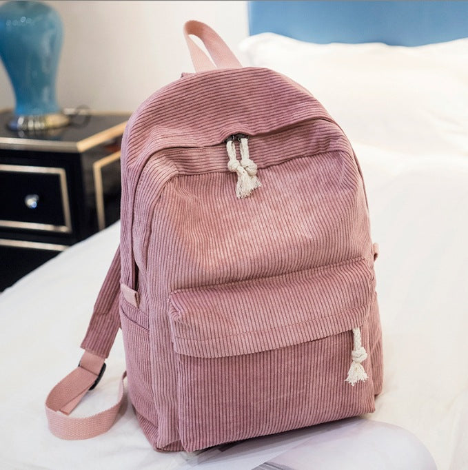 Etsy Cross-border Cute Corduroy Large Capacity Backpack with Adhesive for Letters, Kids and Students School Bag