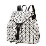Women Backpack Luminous Geometric Plaid Sequin Female Backpacks For Teenage Girls Bagpack Drawstring Bag Holographic Backpack