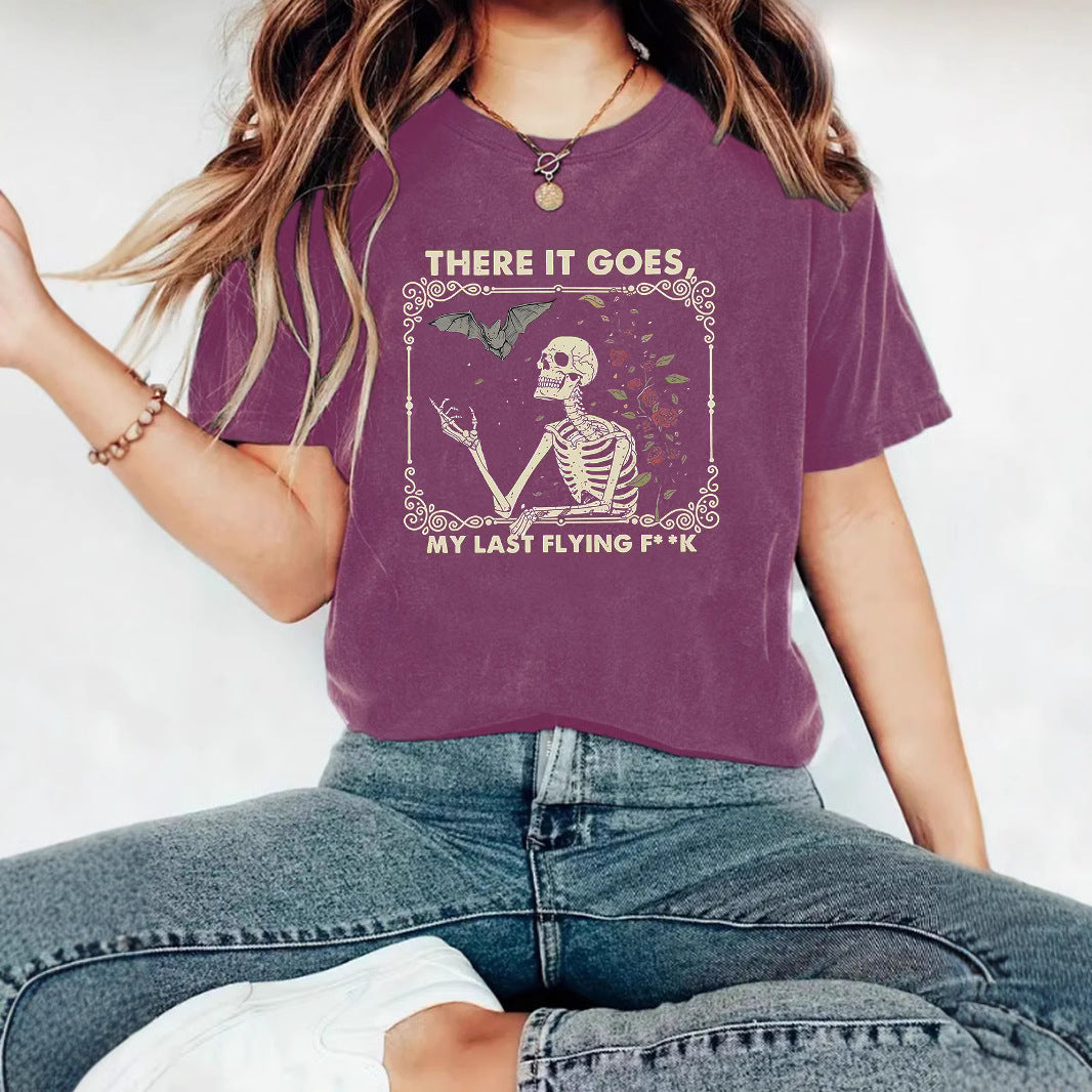 Skeleton Halloween print round neck