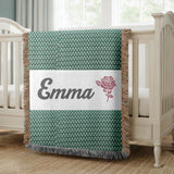 Grandma Gift Woven Blanket Personalized Nana Blanket Floral Rose Throw Cozy Grandmother Gift Family Keepsake