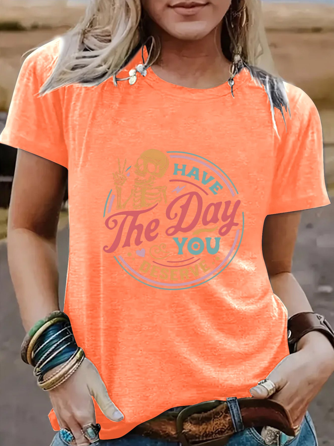 Halloween pattern round neck short sleeved shirt
