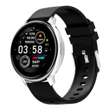 ZL27 smartwatch with black silicone band, angled view showing heart rate, steps, and date