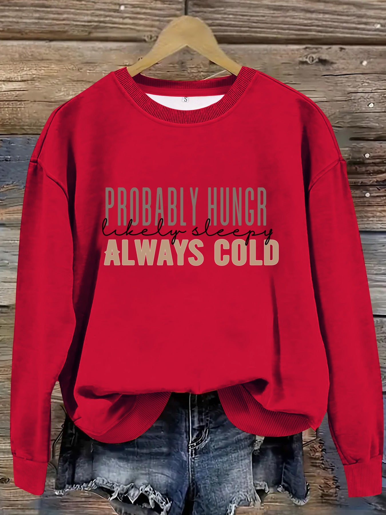 Round neck slogan printed pullover sweatshirt sweatshirt