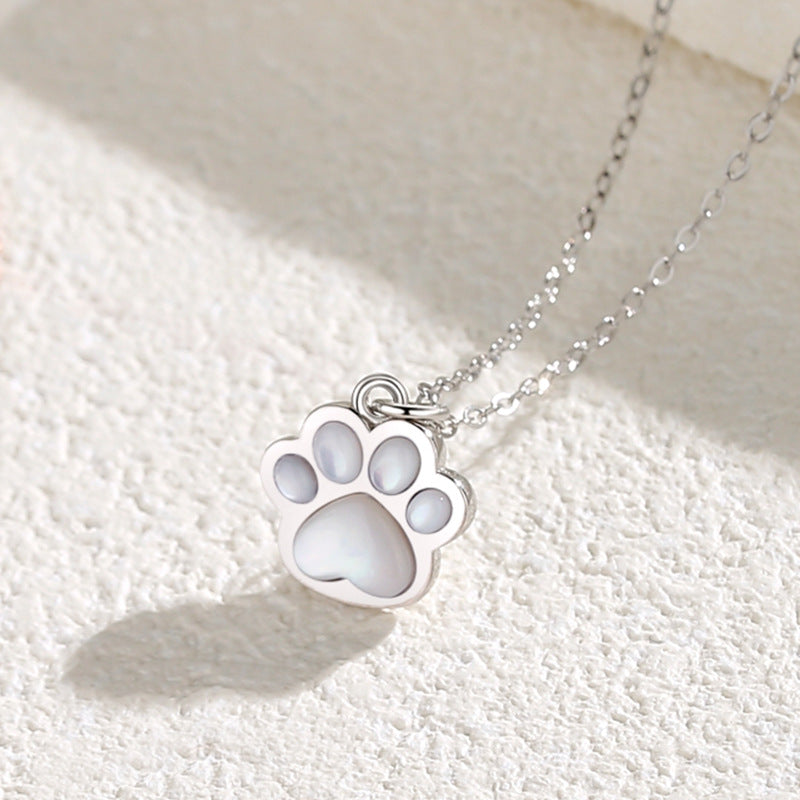 Heart Cat Claw Necklace Sterling Silver Vibrato With The Same Niche Design Cute Girlfriends Pendant Collarbone Chain Girly Style
