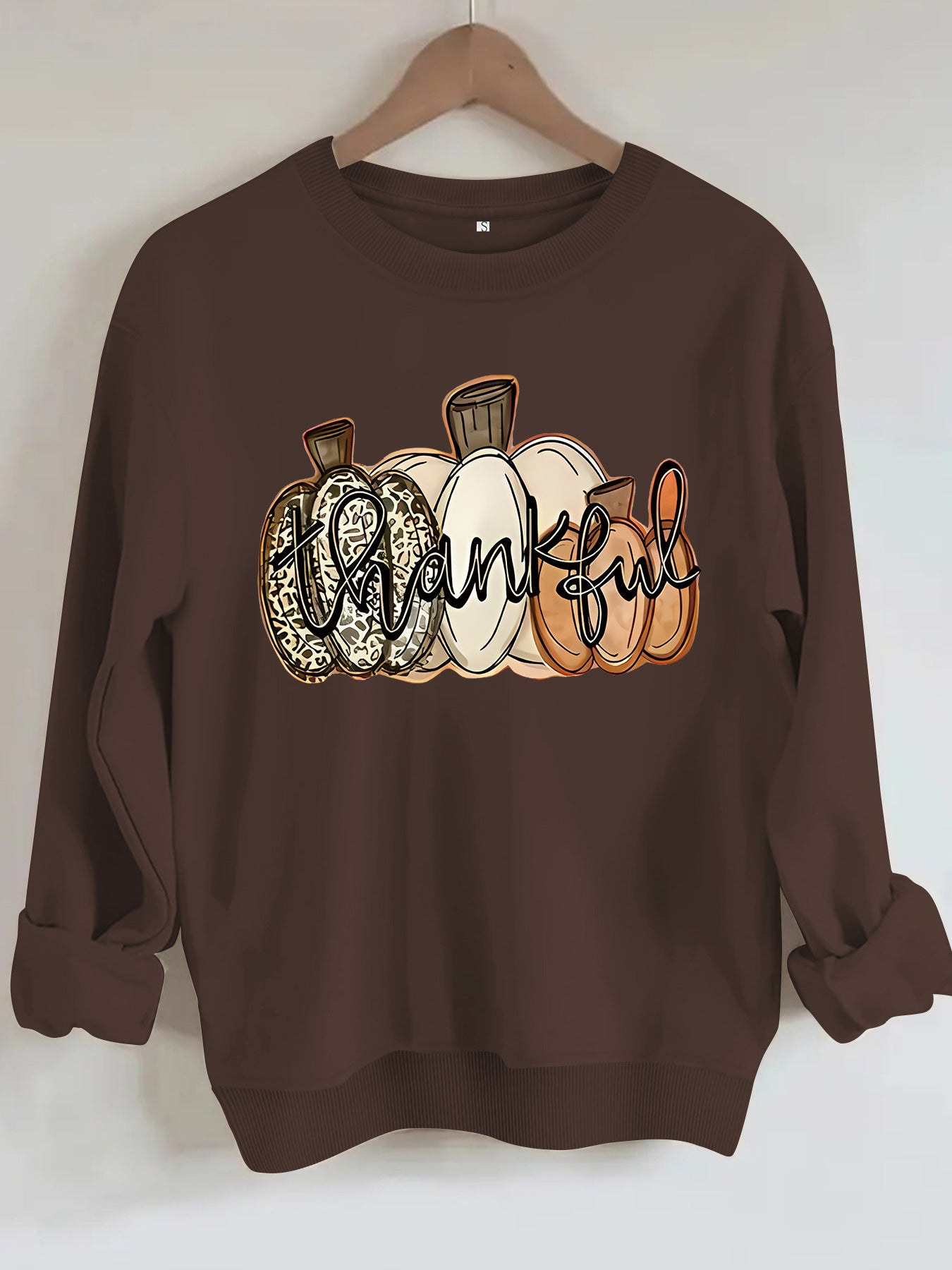 Pumpkin and letter Halloween long sleeved hoodie for women