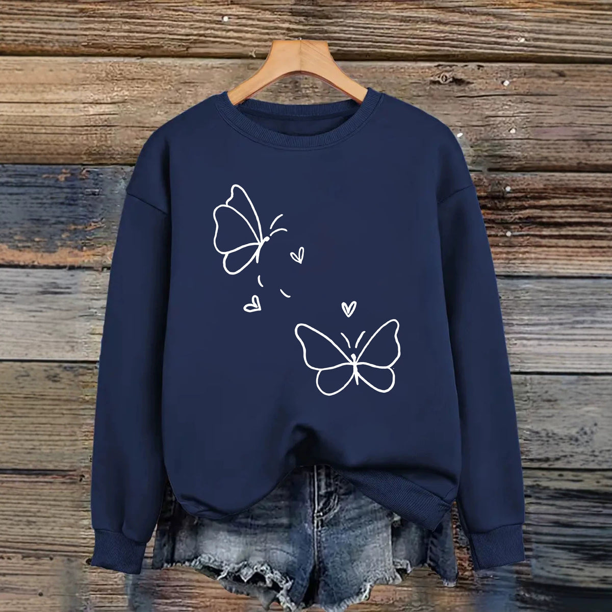 Round neck fleece hoodie
