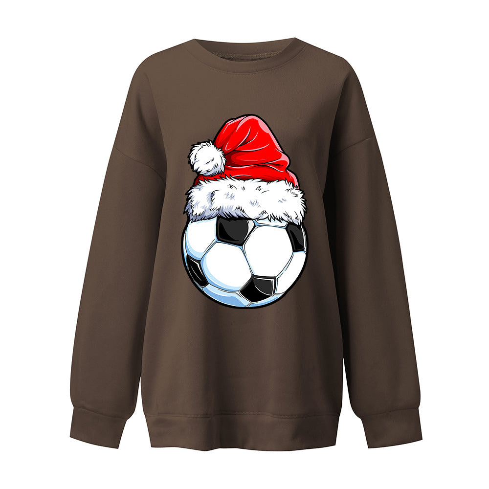 Christmas football element printed Christmas hoodie