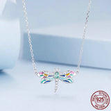 Colorful Delicate Dragonfly Necklace for Women