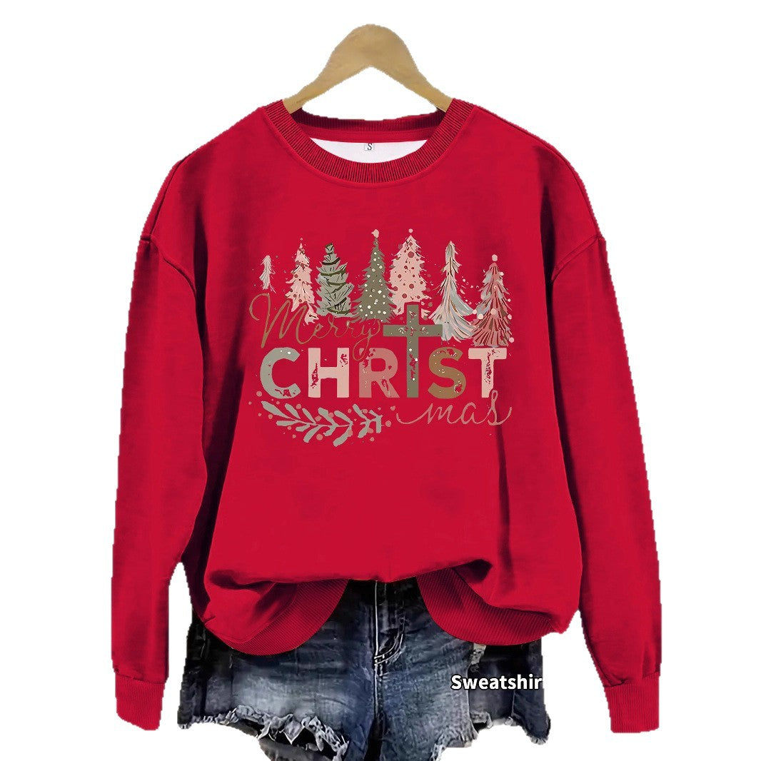 Christmas printed hoodie for women