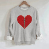 Love pattern printed round neck fleece hoodie