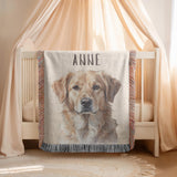 Dog Portrait Woven Blanket Personalized Pet Blanket Golden Retriever Gift Dog Lover Memorial Gift