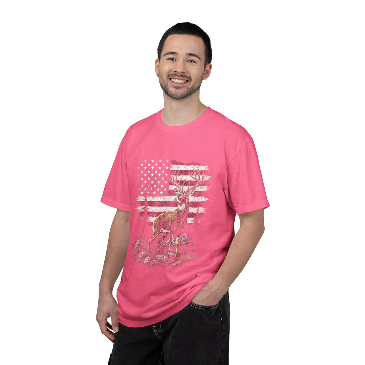 Patriotic Deer Shirt, American Flag Buck T Shirt, Deer Lover Gift, Outdoors Graphic Tee, Country Style Shirt, Fourth of July Gift
