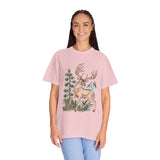 Woodland Deer Shirt, Rustic Stag and Mountain Graphic, Gift for Wildlife Lovers and Hikers, Forest Inspired Cabin Weekend Clothing