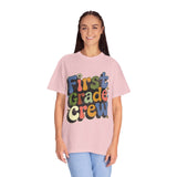 First Grade Crew T-Shirt, Retro Teacher Team Graphic Tee, Elementary School Staff Gift, First Day Classroom Outfit, Grade One Shirt