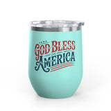 God Bless America Wine Tumbler, Patriotic Drinkware for Women, USA Wine Cup, Fourth of July Gift, American Pride Gift, Red White Blue Cup