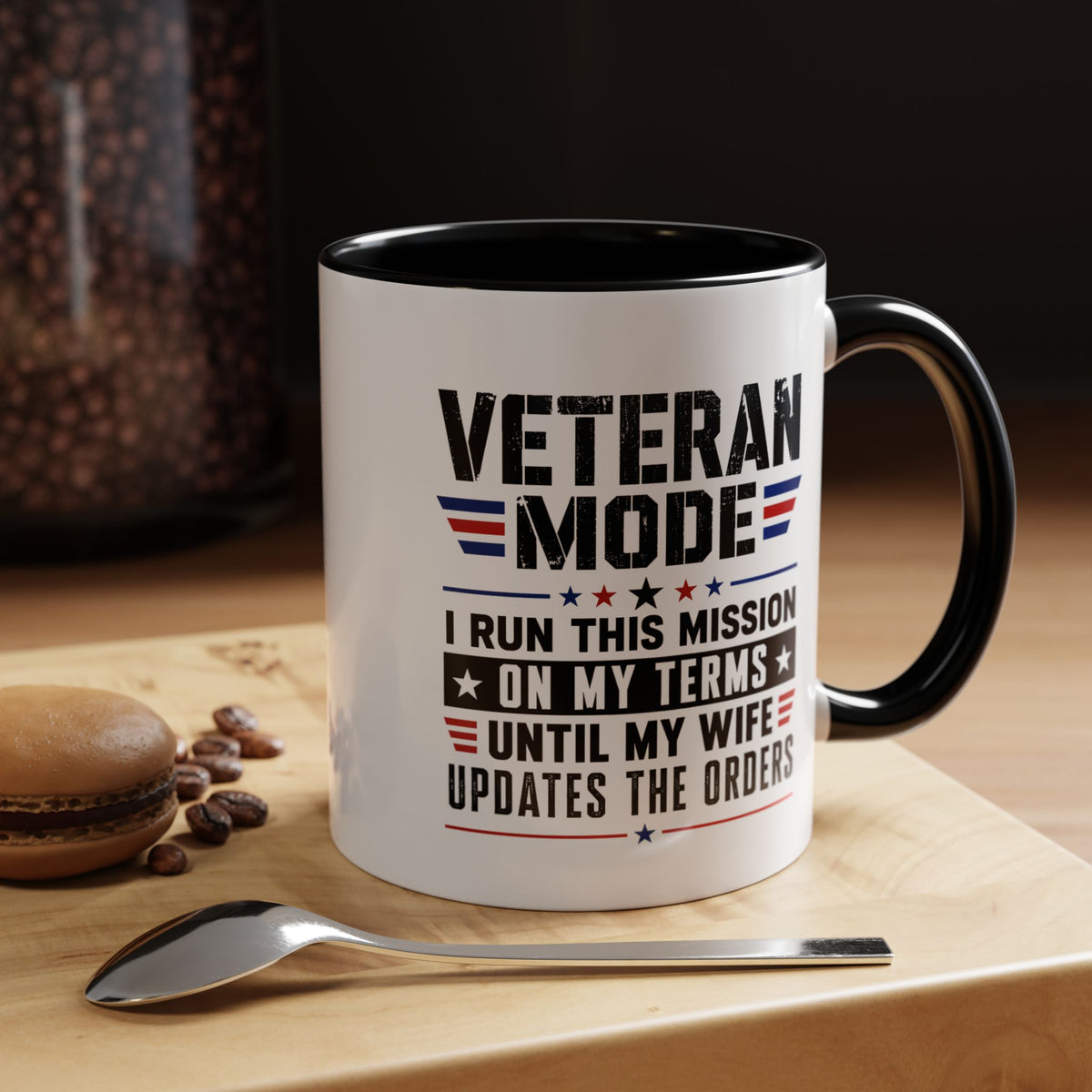 Funny Veteran Husband Mug, Veteran Mode Wife Updates Orders Coffee Cup, Military Spouse Gift for Retired Soldier, Anniversary or Birthday