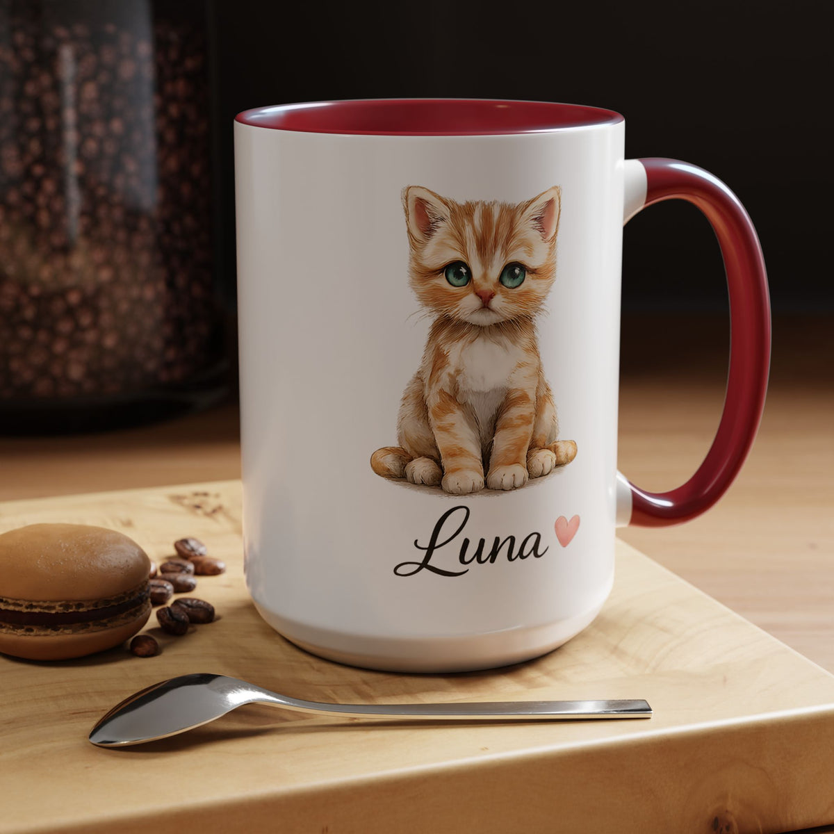 Personalized Cat Lover Mug, Custom Cat Name Coffee Mug, Cute Kitten Mug Gift for Cat Moms, Pet Lover Keepsake Cup