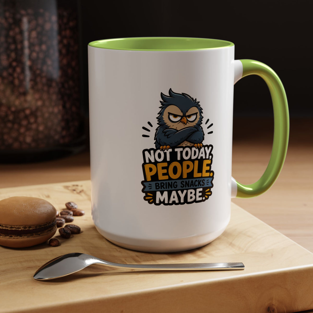 Not Today People Mug, Funny Owl Coffee Cup, Introvert Humor Gift for Coworker, Funny Snack Lover Present, Sarcastic Office Drinkware
