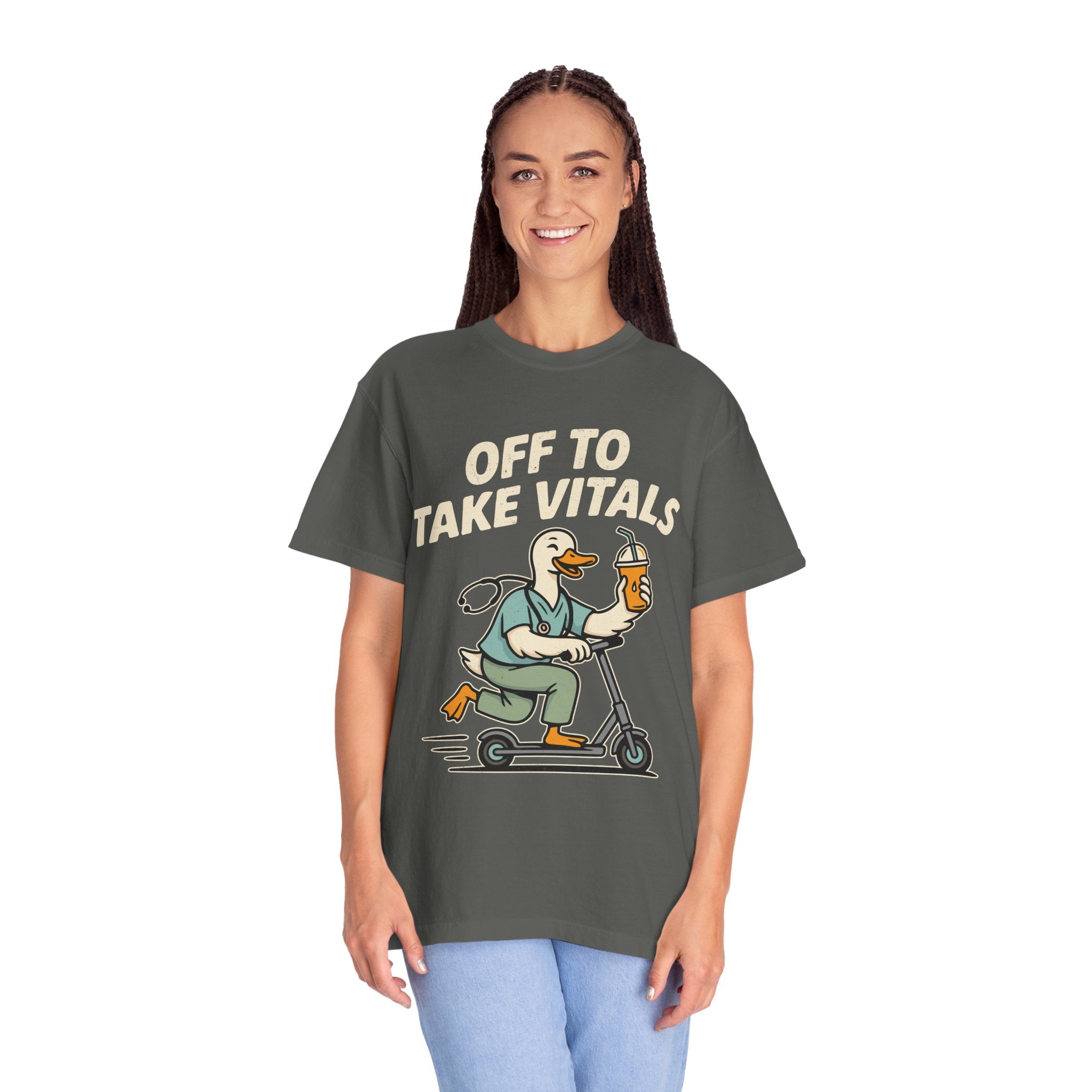 Funny Off To Take Vitals Comfort Colors Shirt, Duck Healthcare Worker Tee, Medical Humor Graphic T Shirt, Clinic Staff Gift