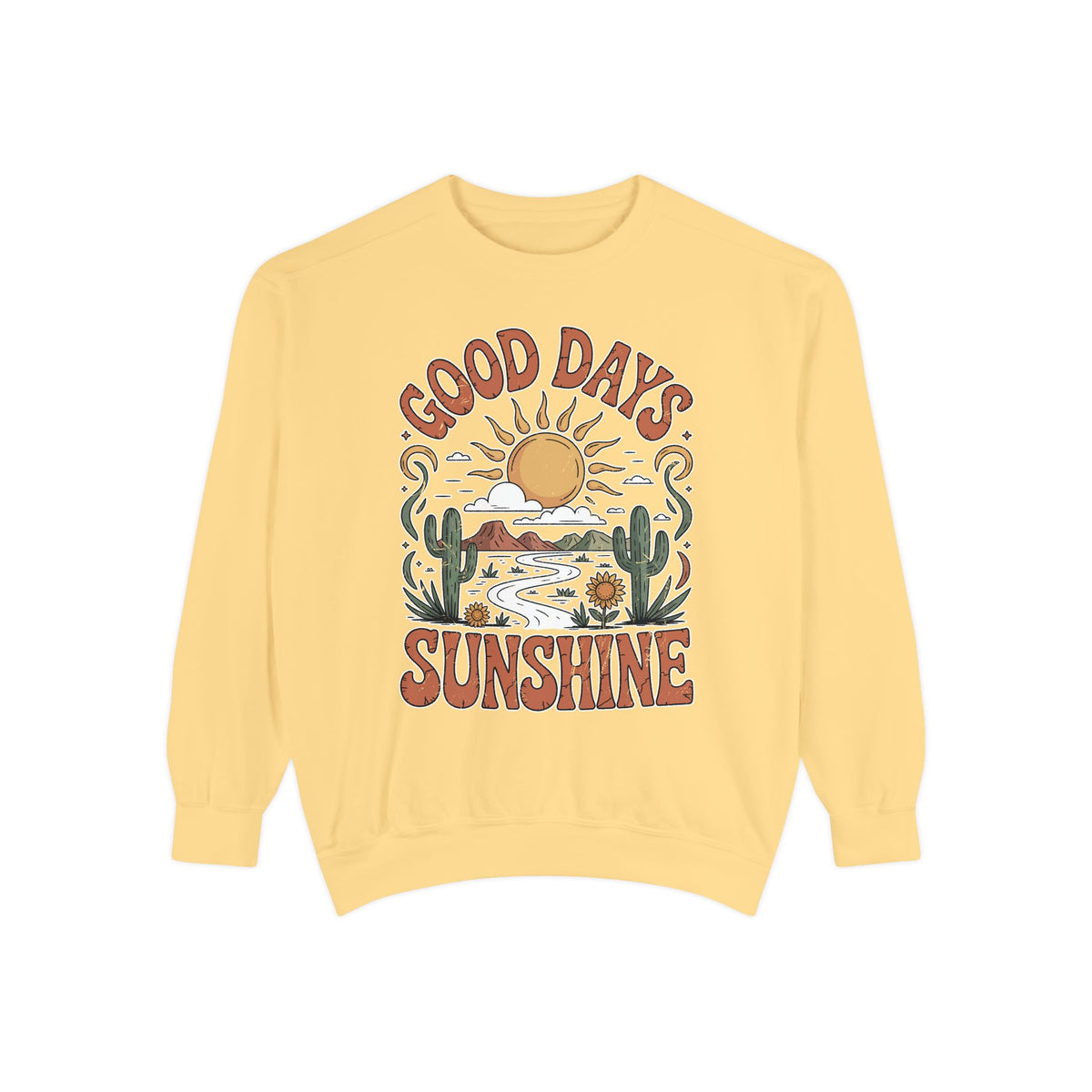 Good Days Sunshine Comfort Colors Sweatshirt, Retro Desert Landscape Crewneck, Positive Vibes Western Aesthetic Gift