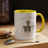 Doing Amazing Honestly Skeleton Coffee Mug, Funny Burnout Gift for Coworker, Sarcastic Office Coffee Cup, Tired but Thriving Mug