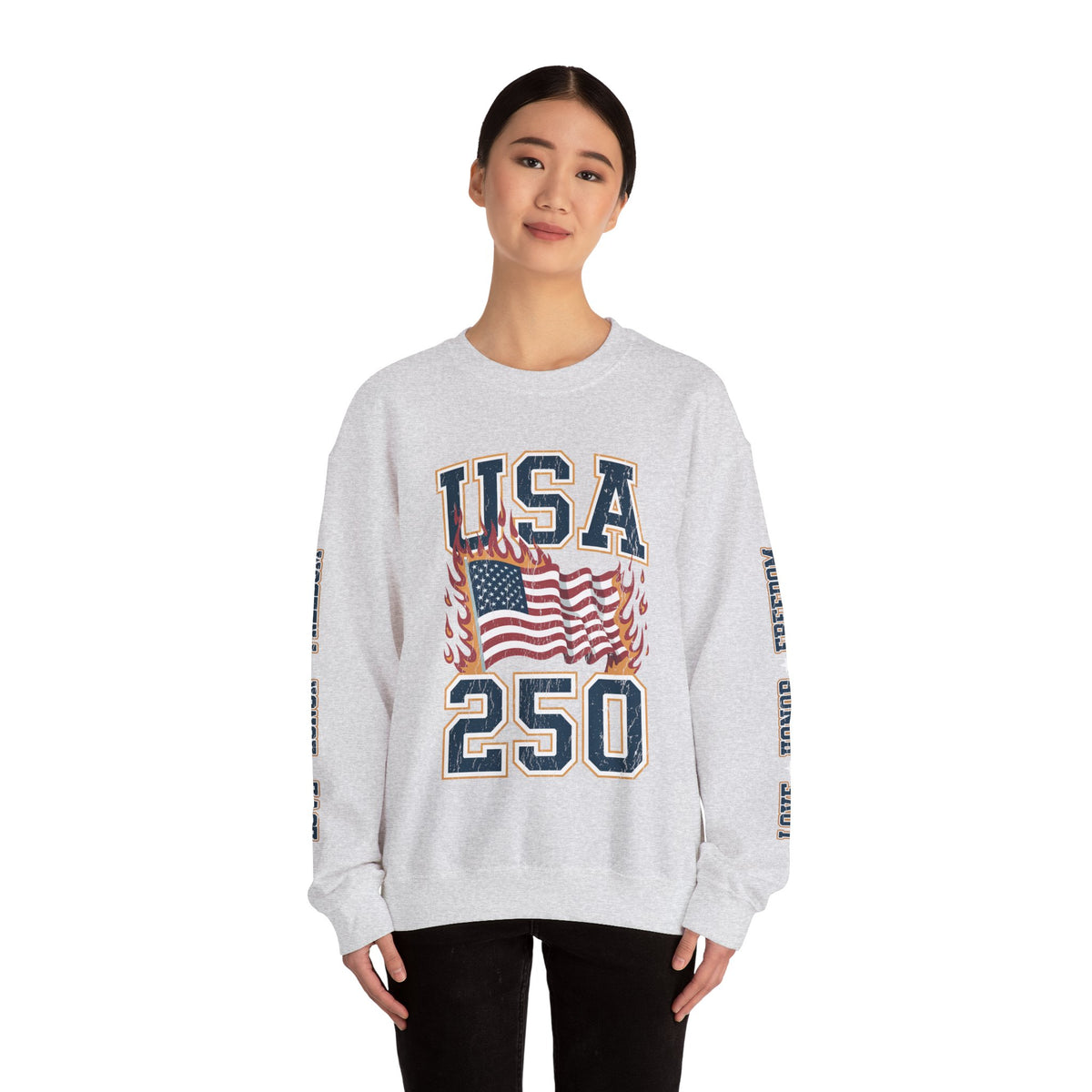 USA 250 Sweatshirt, American Flag Crewneck, Patriotic Pullover, USA 250th Anniversary Gift, Fourth of July Shirt, Americana Top