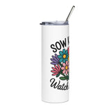 Sow Kindness Floral Skinny Tumbler, Colorful Flower Drink Cup, Inspirational Gift for Her, Flower Lover Gift, Positive Everyday Drinkware