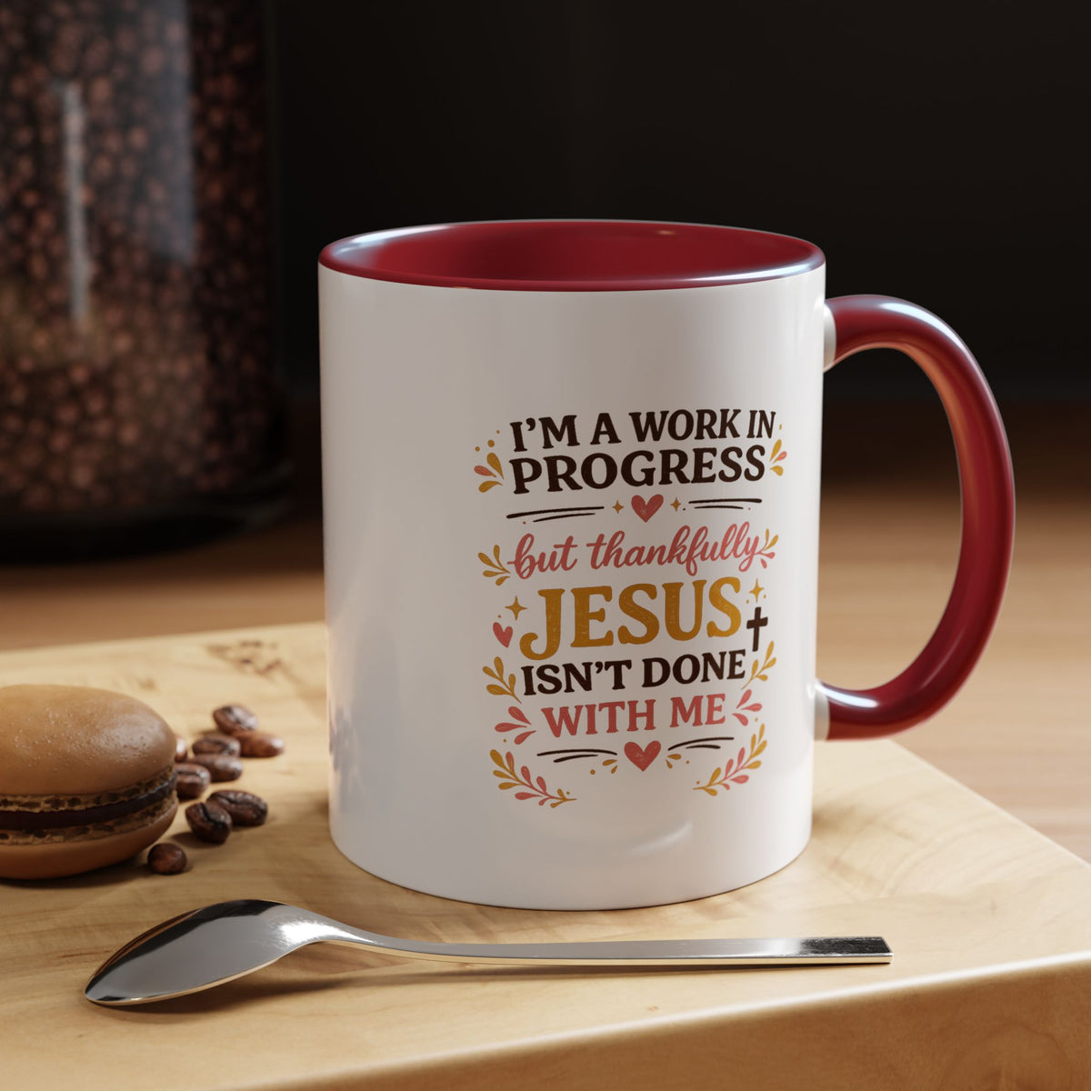 I'm a Work in Progress Christian Coffee Mug, Encouraging Faith Gift for Women, Inspirational Jesus Scriptures Ceramic Tea Cup, Religious Quote