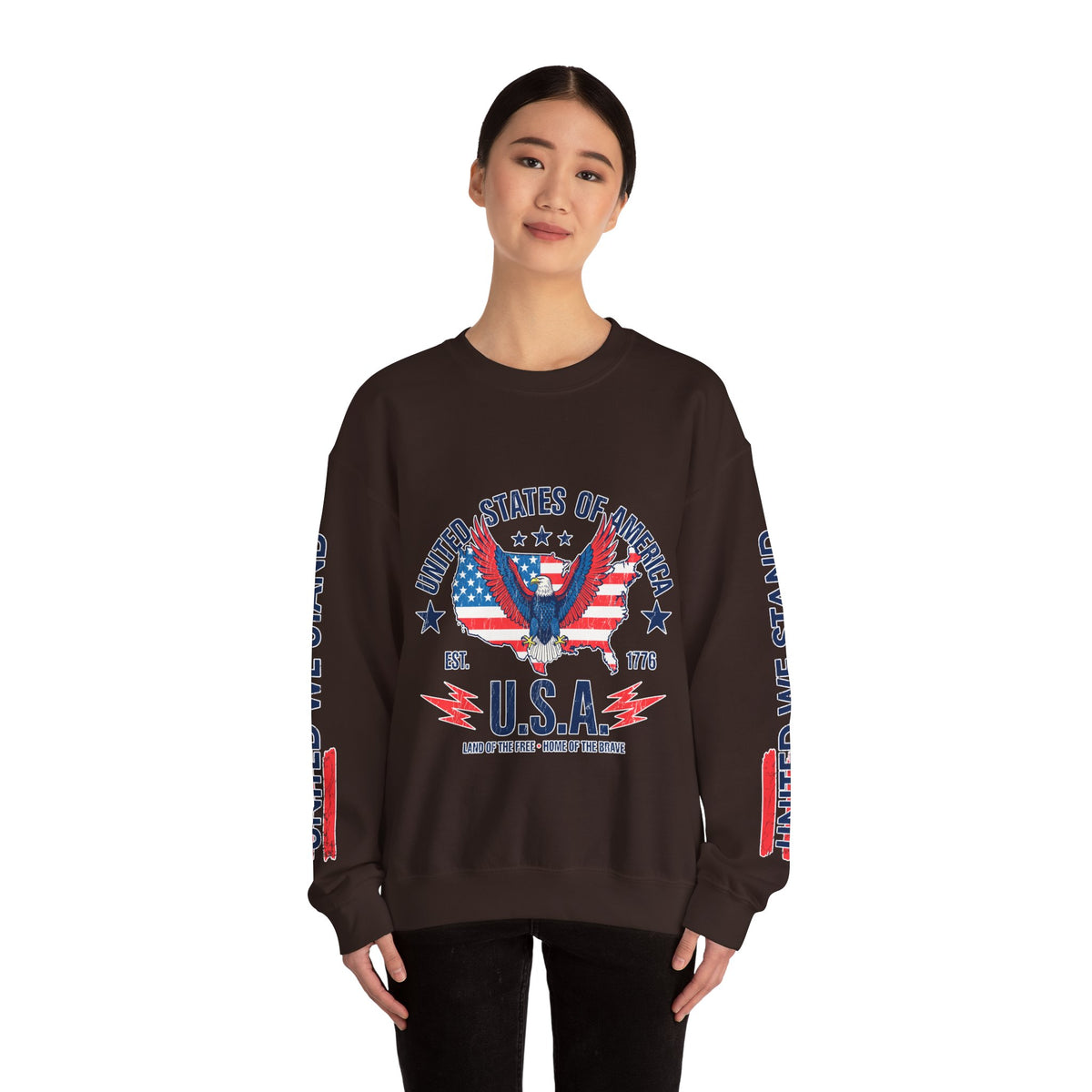United We Stand Sweatshirt, American Eagle USA Pullover, Patriotic Flag Top, Vintage Americana Clothing, Fourth of July Gift for Women