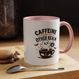 Halloween Ghost Coffee Mug, Caffeine From the Other Realm Black Accent Cup, Funny Spooky Gift for Coffee Lover, Barista or Coworker
