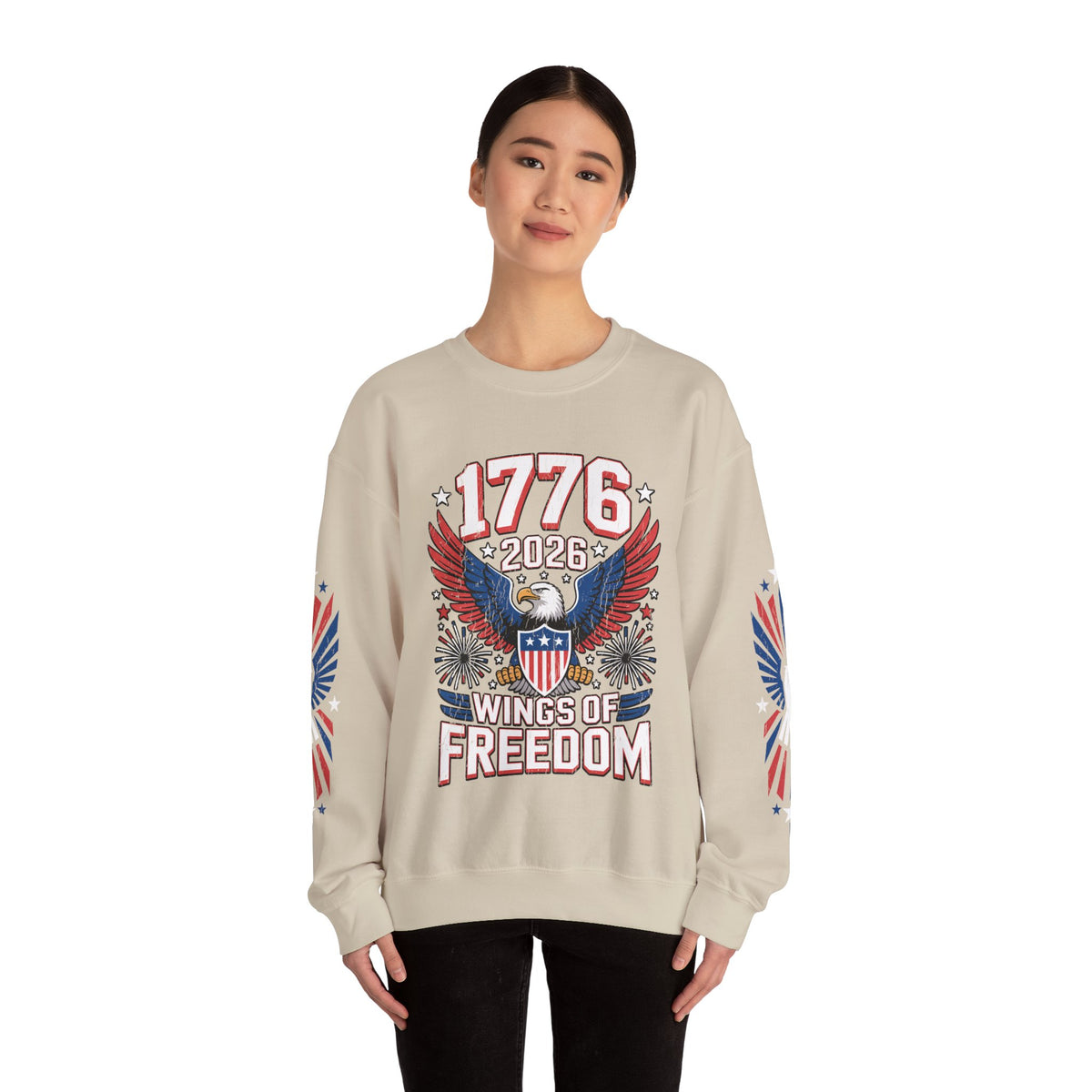 1776 Wings of Freedom Sweatshirt, Patriotic Eagle Pullover, American Flag Crewneck, USA 250th Anniversary Gift, Fourth of July Top