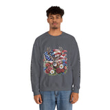 Personalized Hunting Family Sweatshirt, Custom Deer Patriotic Pullover, American Flag Floral Crewneck, Family Gift, Outdoorsman Shirt