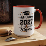 Personalized Graduation Mug, Grad Goals 2027 Coffee Cup, Custom Name Gift for Him, High School or College Senior, Proud Family Present