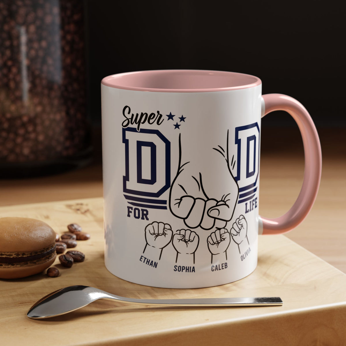 Personalized Super Dad Coffee Mug, Custom Dad Mug with Kids Names, Father's Day Gift for Dad, Dad for Life Coffee Cup, Gift from Children
