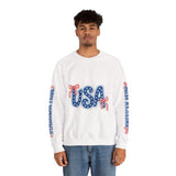 USA Patriotic Sweatshirt, American Flag Ribbon Pullover, Vintage Stars and Stripes Top, Fourth of July Outfit, Americana Gift for Women