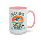 Christian Beach Lover Coffee Mug, Salt Water and God's Grace Mug, Coastal Faith Gift, Religious Ocean Lover Cup, Christian Gift