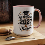 Personalized Graduation Mug, Grad Goals 2027 Coffee Cup, Custom Name Gift for Him, High School or College Senior, Proud Family Present