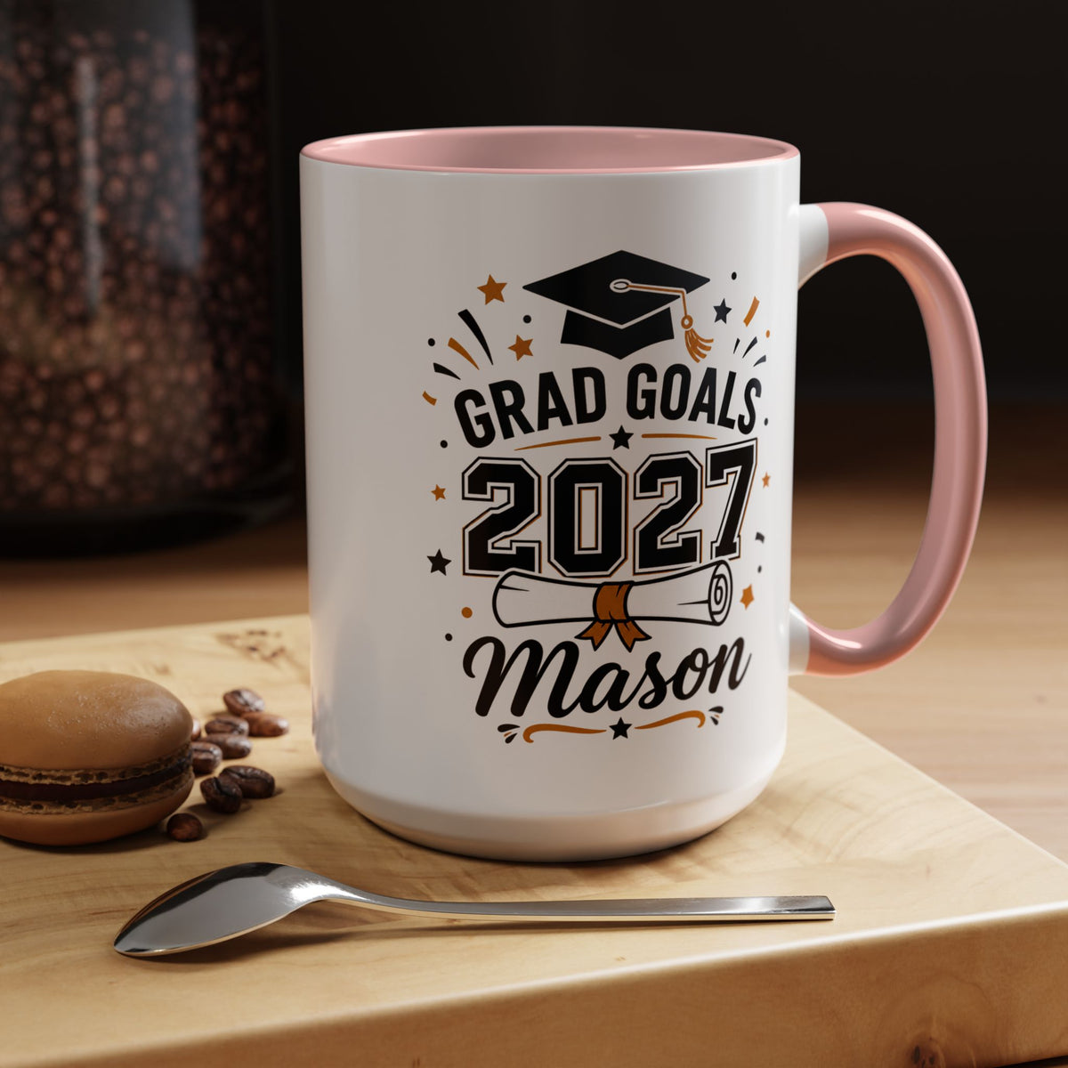 Personalized Graduation Mug, Grad Goals 2027 Coffee Cup, Custom Name Gift for Him, High School or College Senior, Proud Family Present