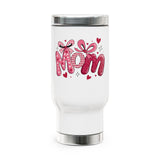 Mom Stainless Steel Travel Mug, Mother's Day Coffee Cup, Bow Heart Drinkware, Gift for Mom, Cute Insulated Mug, Mom Appreciation Gift