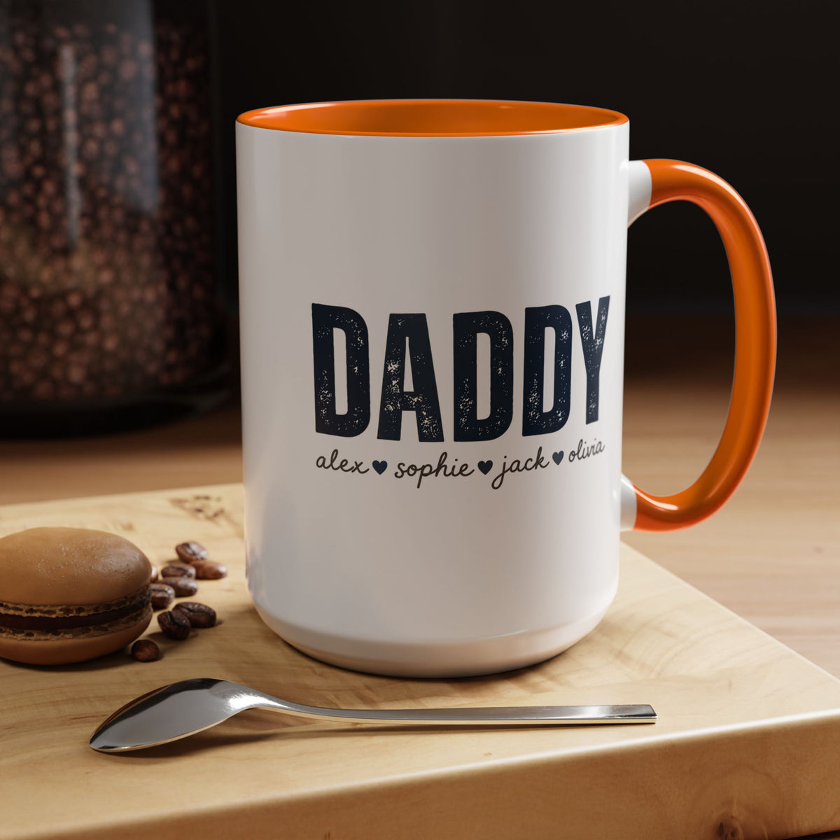 Personalized Daddy Coffee Mug with Kids Names, Custom Dad Mug Gift from Children, Father's Day Coffee Cup, Birthday Gift for Daddy