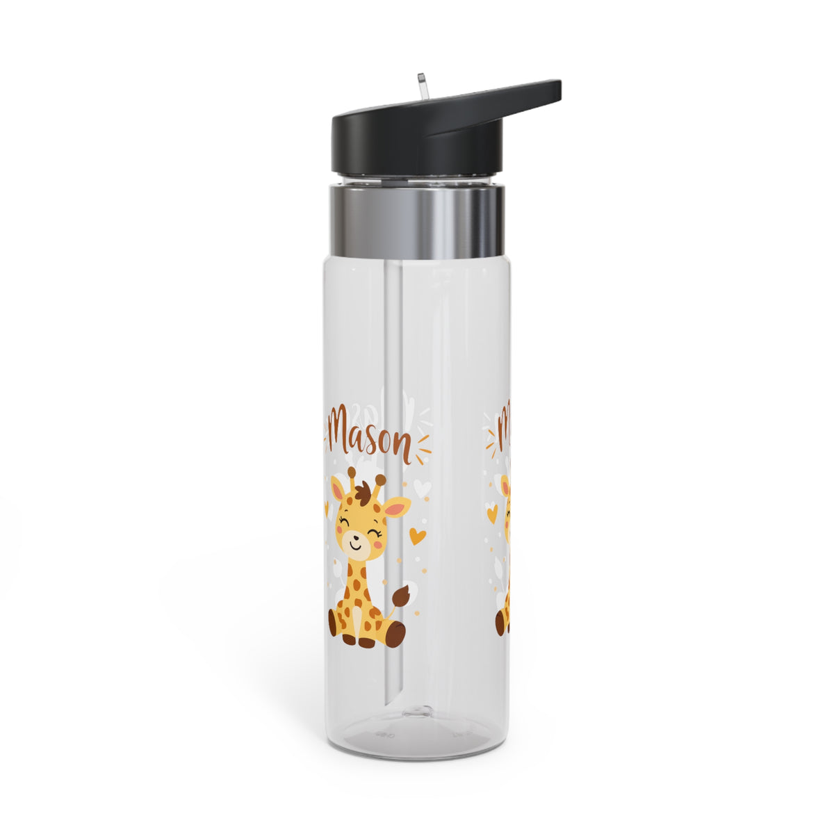 Giraffe Personalized Water Bottle, Custom Name Drink Bottle, Cute Animal Gift, School Water Bottle, Birthday Present, Reusable Kids Bottle