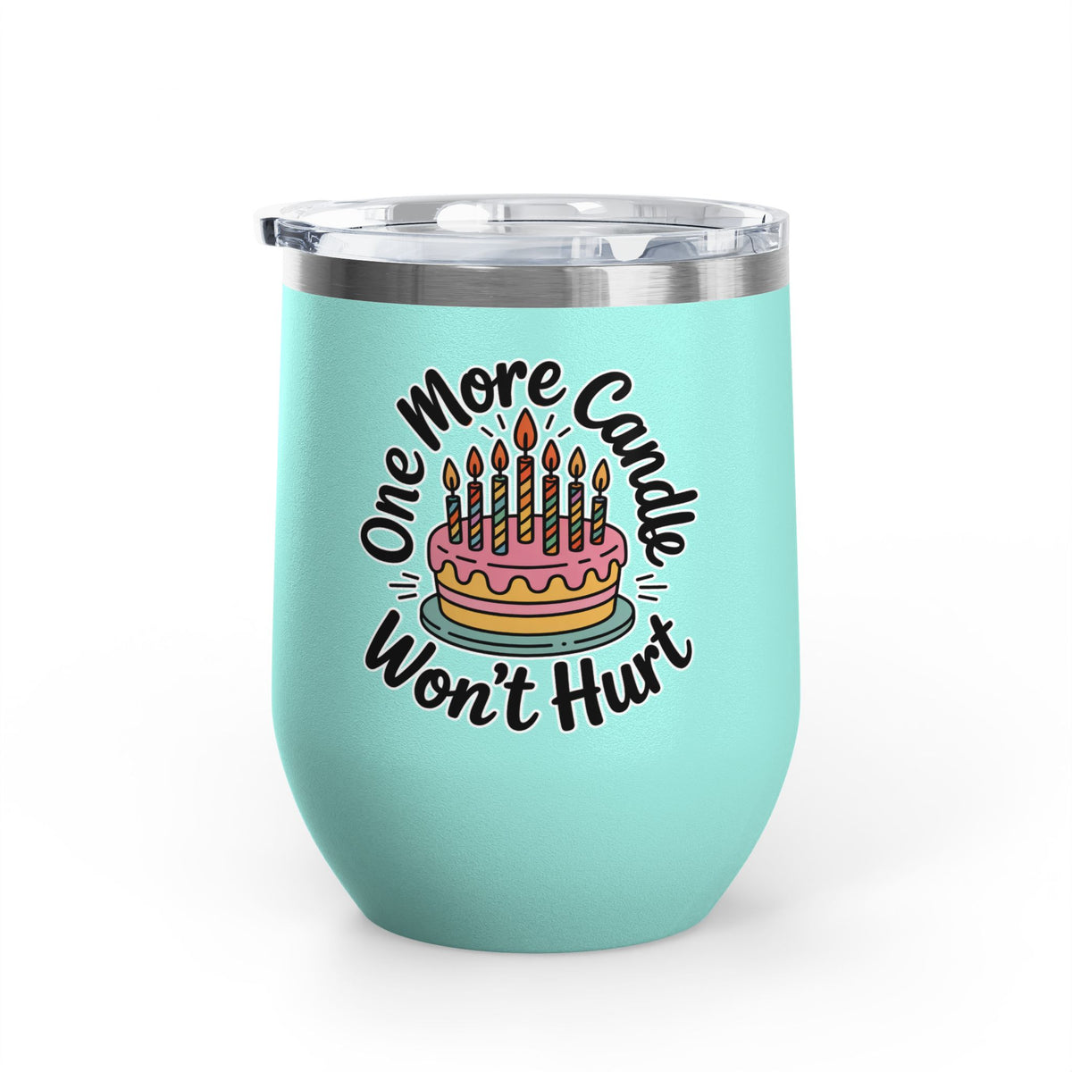 Funny Birthday Wine Tumbler, One More Candle Won't Hurt Cake Design, Getting Older Gift for a Best Friend or Coworker Who Loves a Laugh
