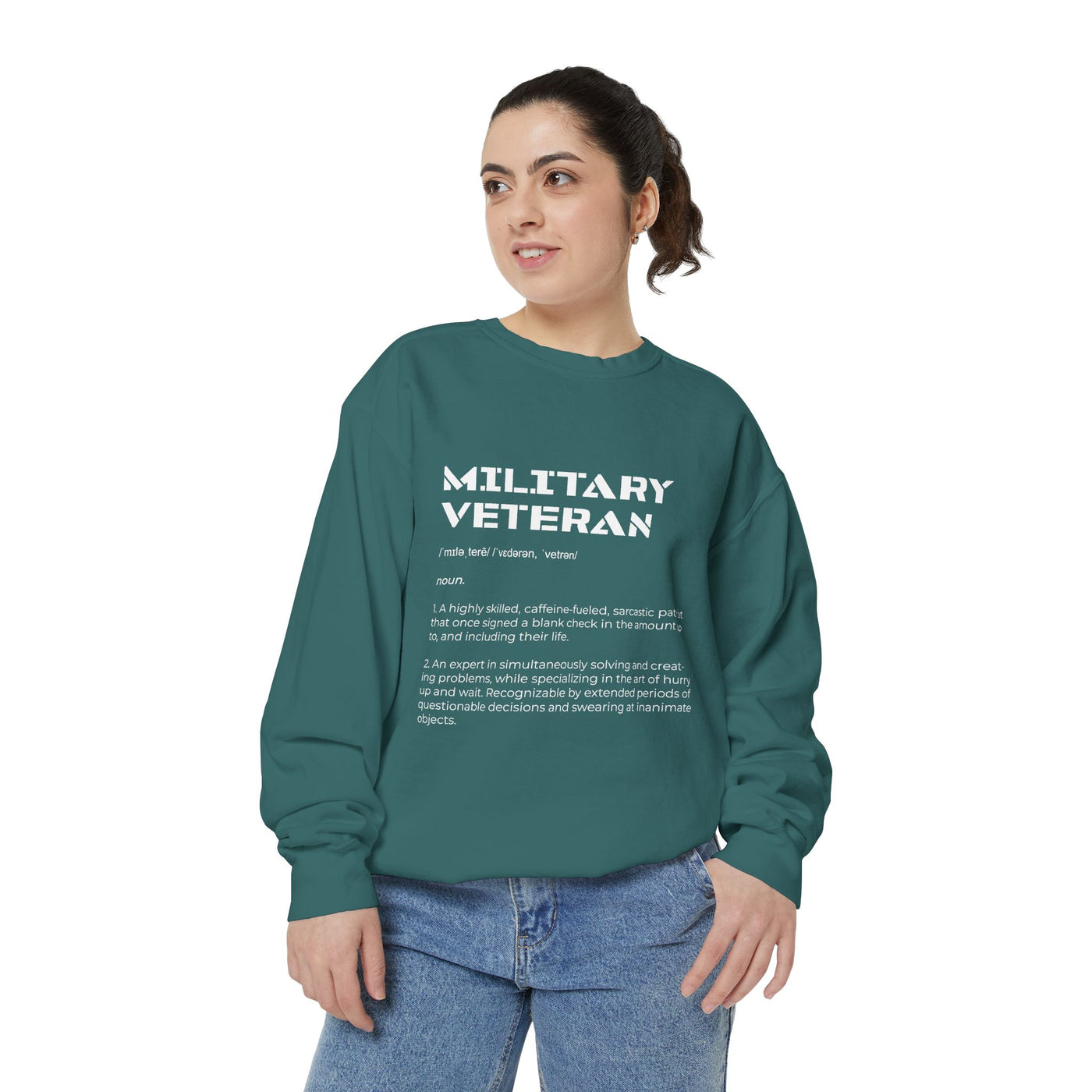 Military Veteran Definition Sweatshirt, Funny Veteran Crewneck, Sarcastic Armed Forces Gift, Retirement Pullover for Proud Service Member