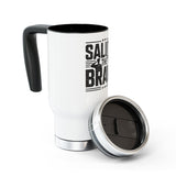 Salute the Brave Travel Mug, Stainless Steel Patriotic Cup, Military Appreciation Gift, Veteran Gift, USA Flag Drinkware, Fathers Day Gift