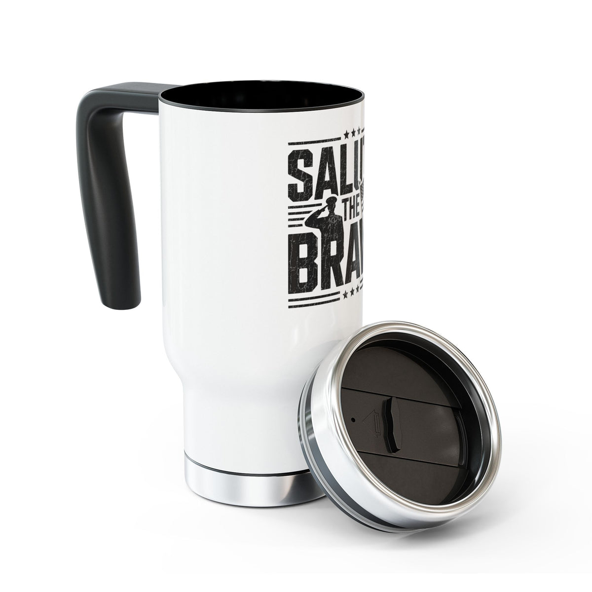 Salute the Brave Travel Mug, Stainless Steel Patriotic Cup, Military Appreciation Gift, Veteran Gift, USA Flag Drinkware, Fathers Day Gift