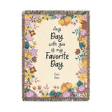 Personalized Love Quote Woven Blanket, Custom Couple Throw Blanket, Romantic Anniversary Gift, Floral Keepsake, Valentine's Gift